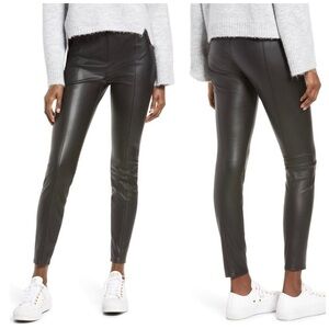 BLANK NYC Night Walks Faux Leather Pull On Black Leggings Size 24 NWT